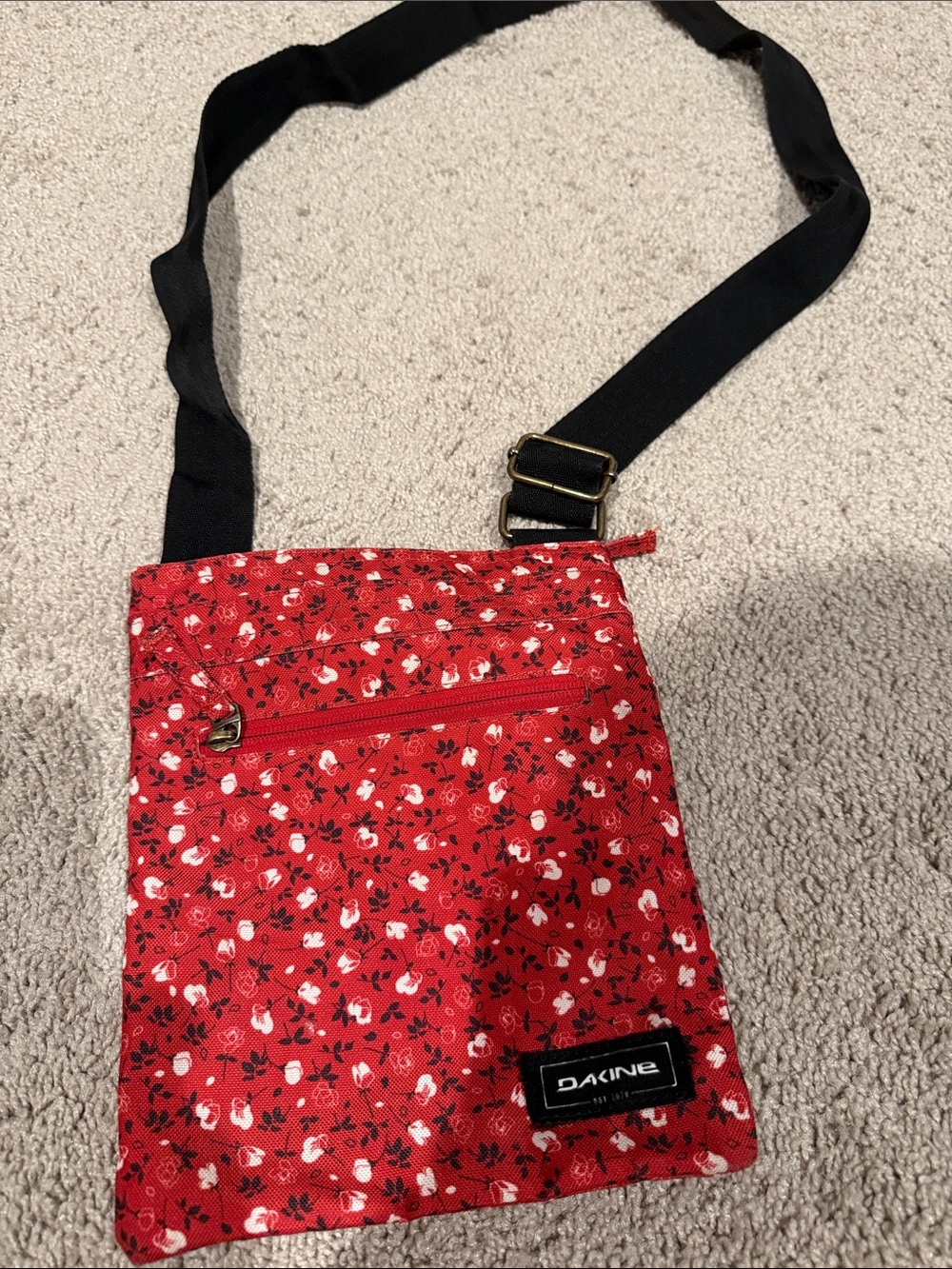 Dakine Red Floral Crossbody Bag with Black Strap